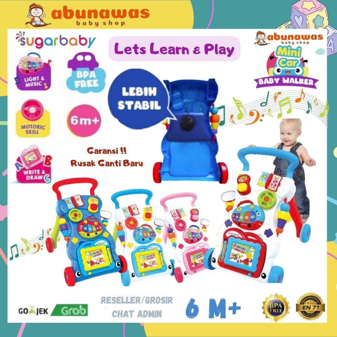 [FREE BUBBLE WRAP] Sugar Baby My Circus Push Walker / Mini Car Push Walker / Baby Walker Sugar Baby / Mainan Dorong Belajar Jalan Anak Bayi