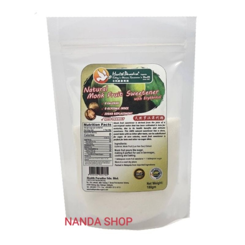 

HP Natural monk fruit sweetener with erythritol 180gr