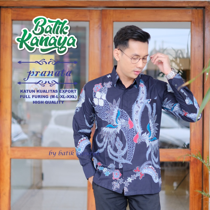 PRANATA Batik Pria Lengan Panjang Berlapis Furing Bahan Katun Berkualitas Ekspor