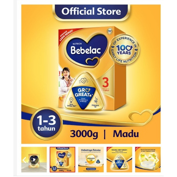 Bebelac 3 Madu Susu Pertumbuhan Bubuk 3000 GR