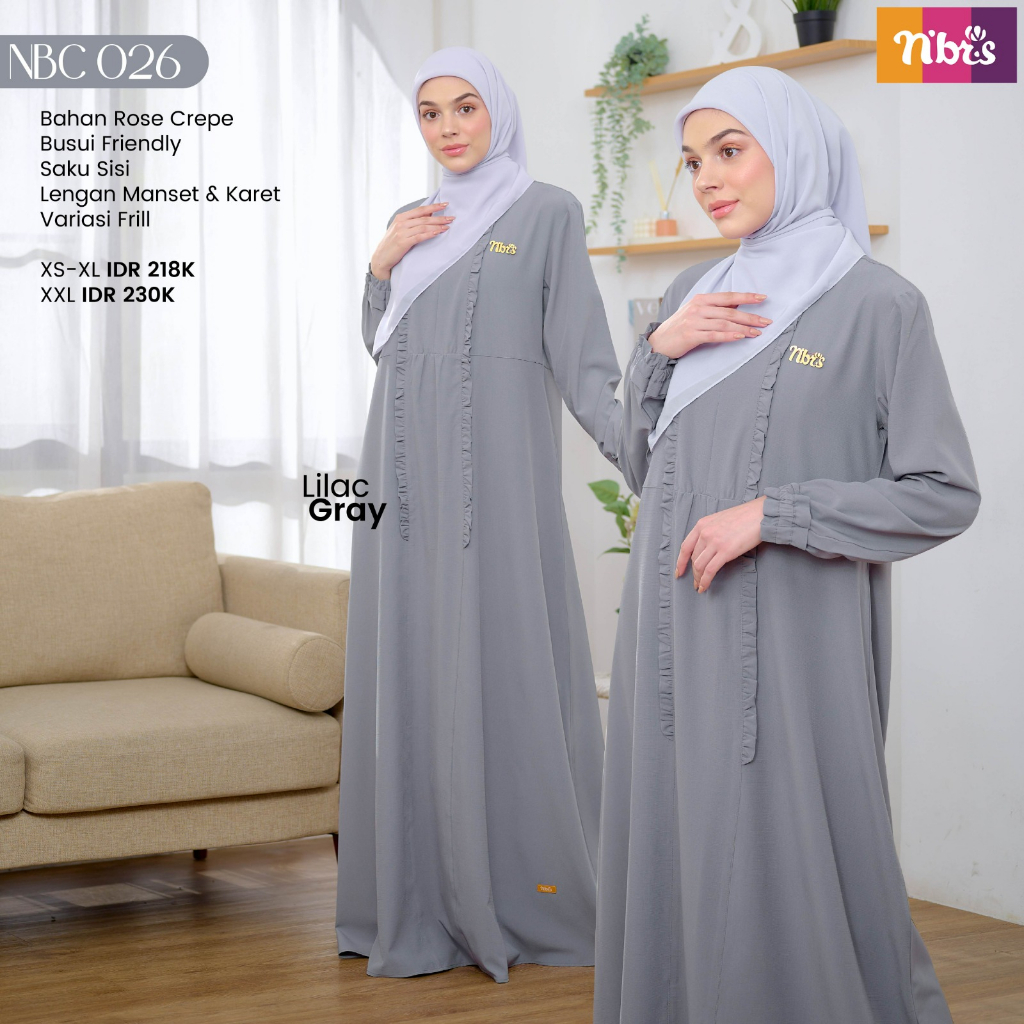 Nibras Gamis NBC 26 Bahan Rose Crepe Dress Fashion Muslimah Simpel Kekinian bisa COD