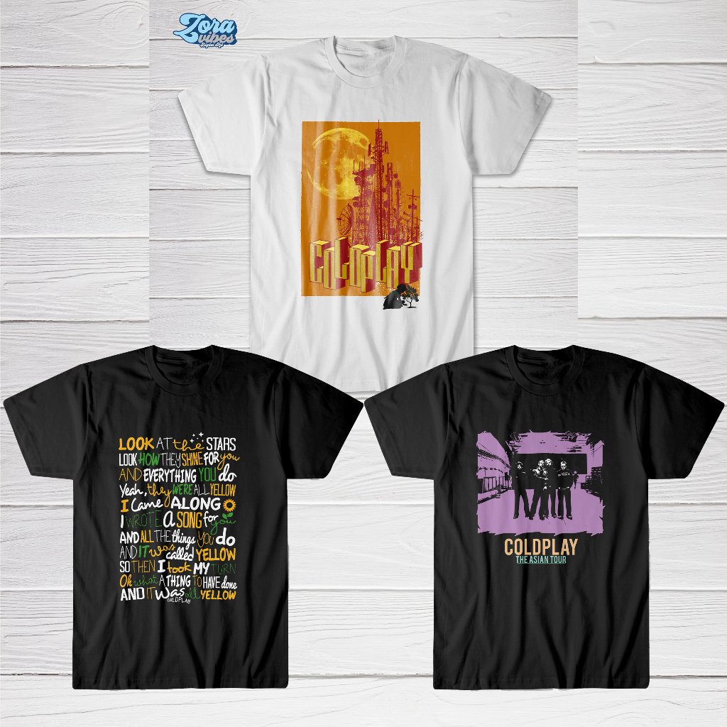 Baju Kaos Distro BAND COLDPLAY MUSIK Tshirt Tour indonesia