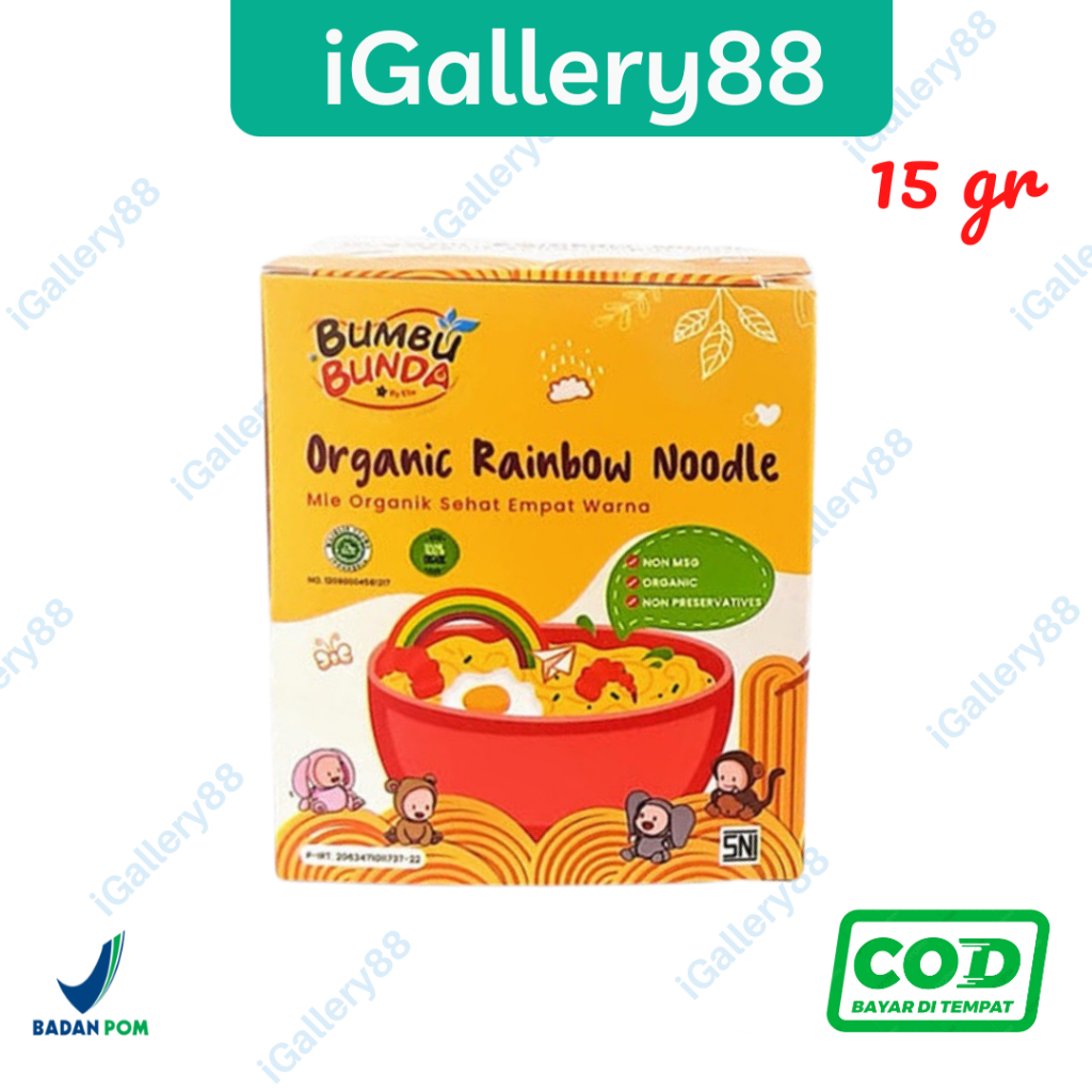 

Bumbu Bunda Elia Organic Rainbow Noodle MPASI / Mie Organik MPASI / Mie Bayi / Mie Anak