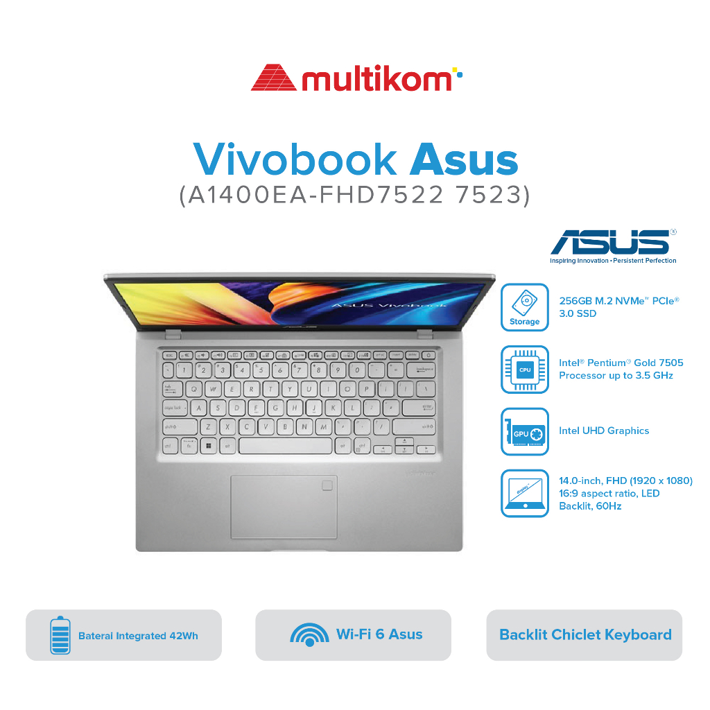 Asus Vivobook A1400EA-FHD7522 7523 Pentium Gold 7505 4GB 256SSD W11