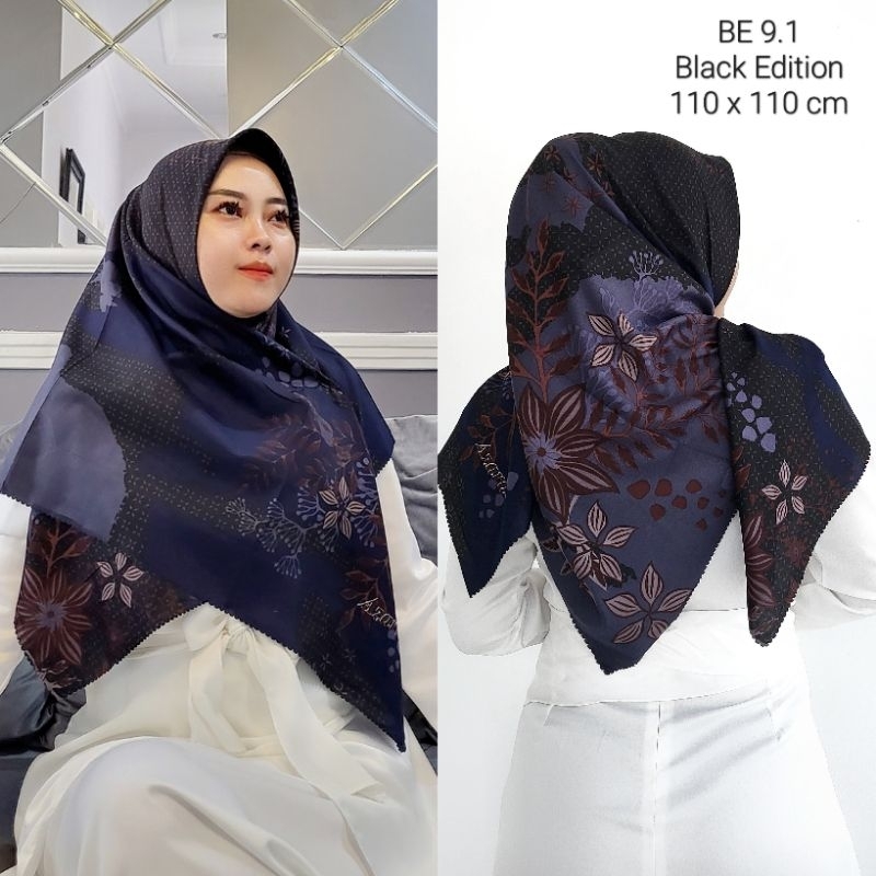 Hijab Motif Segiempat BLACK EDITION Azara Laser Cut BE 2