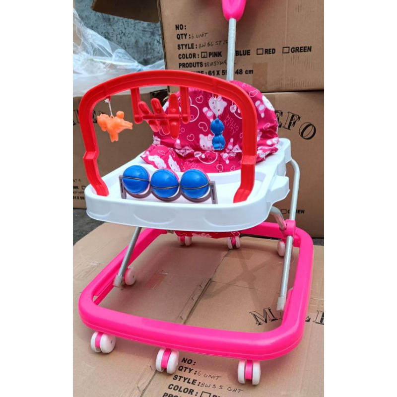 Baby Walker Milefo Musik Dorongan Mainan Bola Roda 8 pc Tempat Botol Susu Free Packing Dus+Bubble