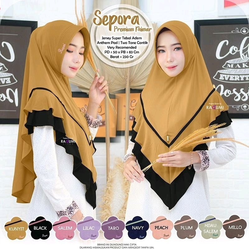 sepora hijab original raqumi // hijab ceruty // hijab jumbo // hijab bergo // hijab jersey daily
