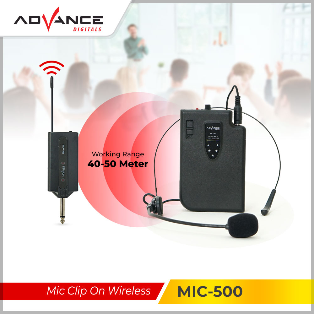 Clip on Advance Mic 500 Mic Bando Wireless Mic Clip On / Mikrofon Eksternal Bergaransi 1 Tahun