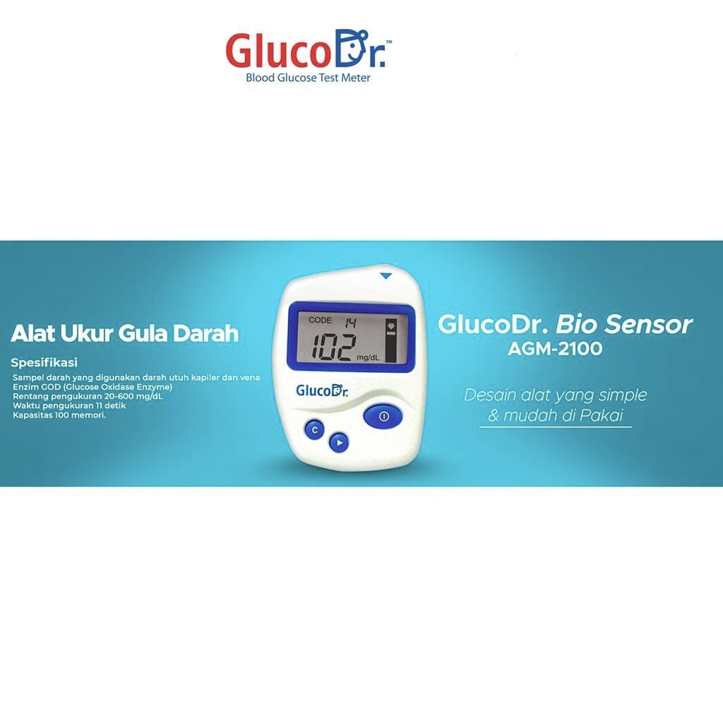 GLUCO DR ALAT CEK GULA DARAH BIO SENSOR AGM 2100 + STRIP GULA DARAH GLUCO DR ISI 25PCS