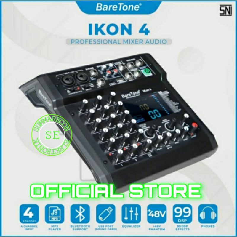 mixer audio 4 channel original baretone ikon 4 mixer karaoke soundcard bluetooth