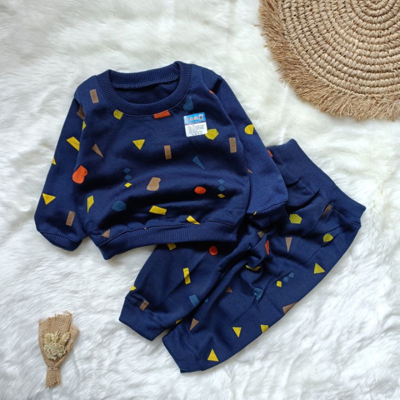 Setelan sweater bayi 3-12 bulan motif Bentuk