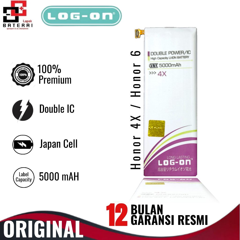 LOG - ON Baterai Huawei Honor 4X / Honor 6 HB4242B4EBW Double IC Protection Battery Batre