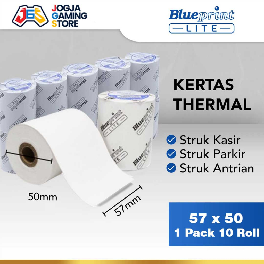 

Kertas Thermal Struk Kasir BLUEPRINT Lite 57x50 mm - 1 Pack 10 Roll