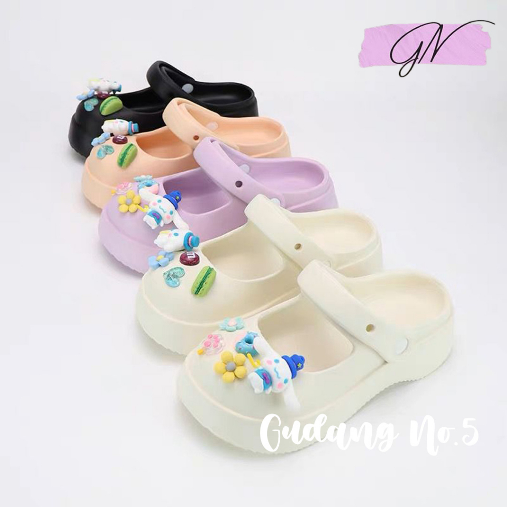 GN-2308-9 Sandal Selop Sandal Crocs Fashion Wanita Dengan Jibbitz Import PVC