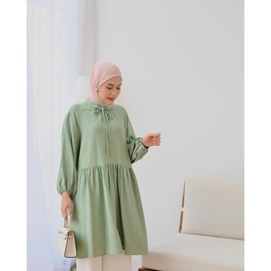 Anneth Tunik BAHAN POLO LINEN JUMBO XL-XXL - Baju Lengan Panjang Tunik Best Seller - Atasan Wanita Kekinian - BAJU BLOUSE WANITA JUMBO BIG SIZE TO XXXL