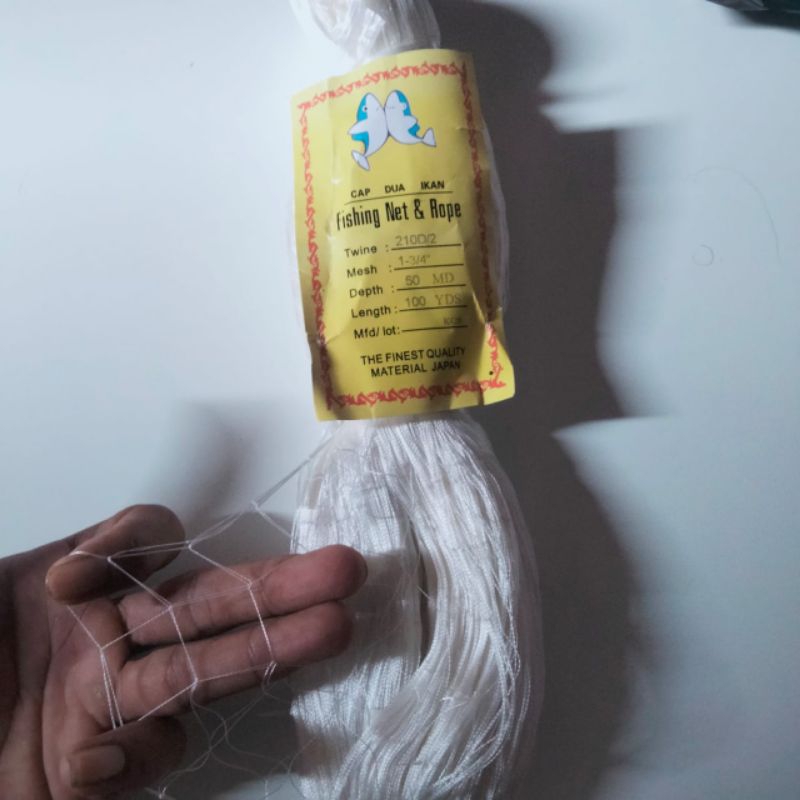 Jaring Ikan Nilon 1 3/4 inchi D2-110-50 MD-100 YDS Ukuran 1 3/4 inch