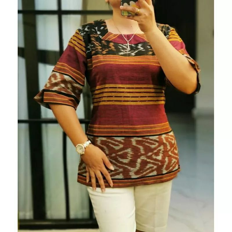 ATASAN BLOUSE TENUN WANITA, BAJU KERJA KANTOR
