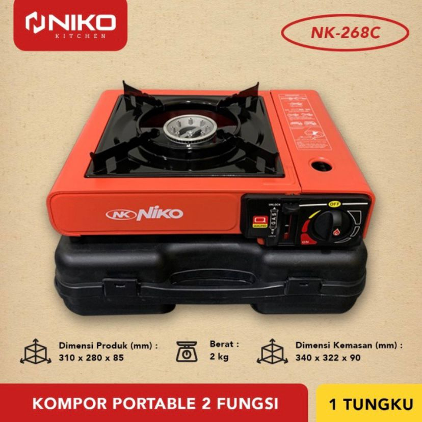 NIKO Kompor Gas Portable / Kompor Piknik Portable 2in1 + Tas NK-268C NK 268 C