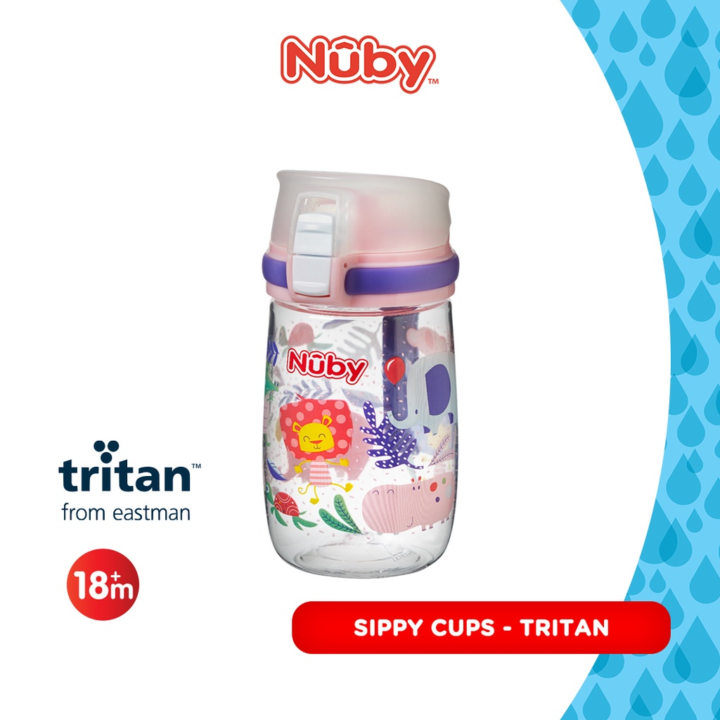 Botol Minum Anak Tritan Nuby Cup Flip Cover 300ml 18M+
