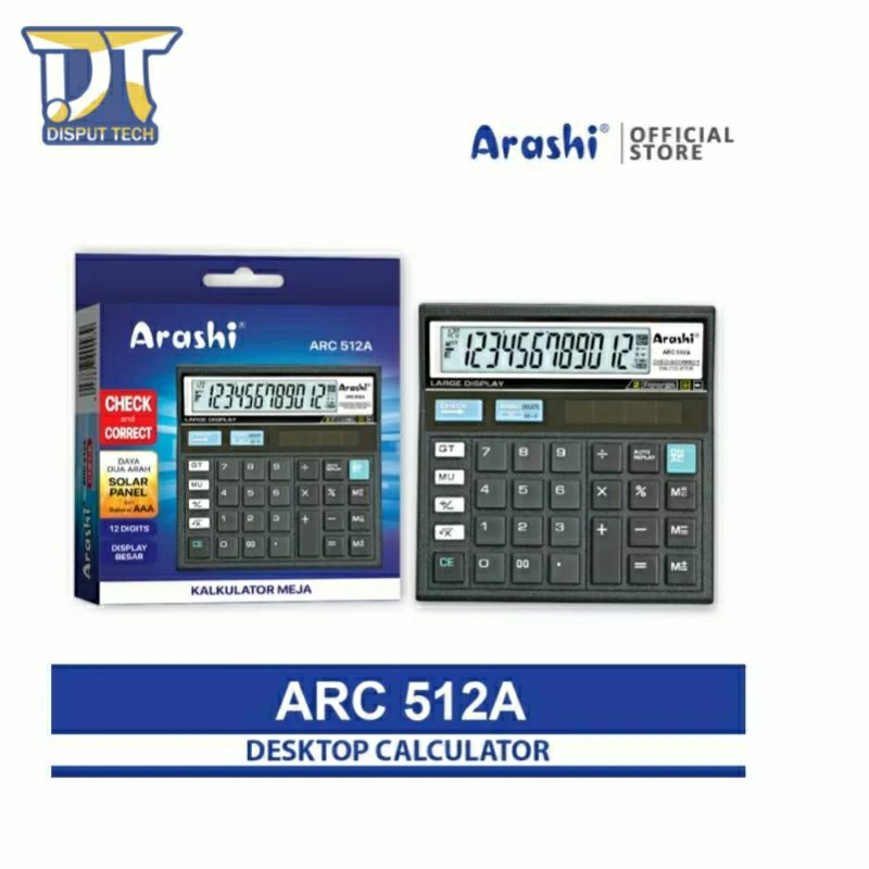 

Arashi Desktop Calculator ARC512A / Kalkulator Meja Dagang 12 Digit Check Correct