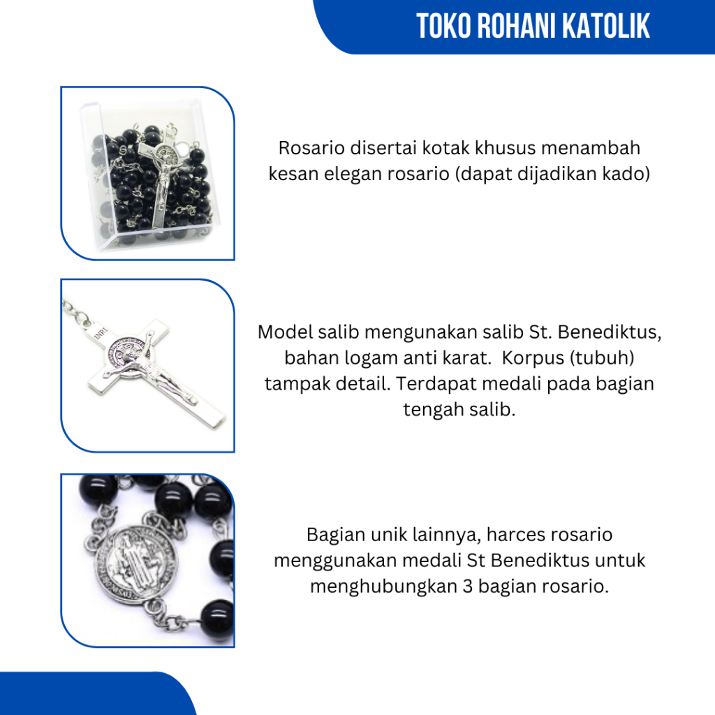 KALUNG ROSARIO BENEDIKTUS (MUTIARA SINTETIS) / KALUNG ROSARIO KATOLIK / ROSARIO BENEDICT / KALUNG ROHANI / KALUNG PRIA / KALUNG WANITA / KONTAS