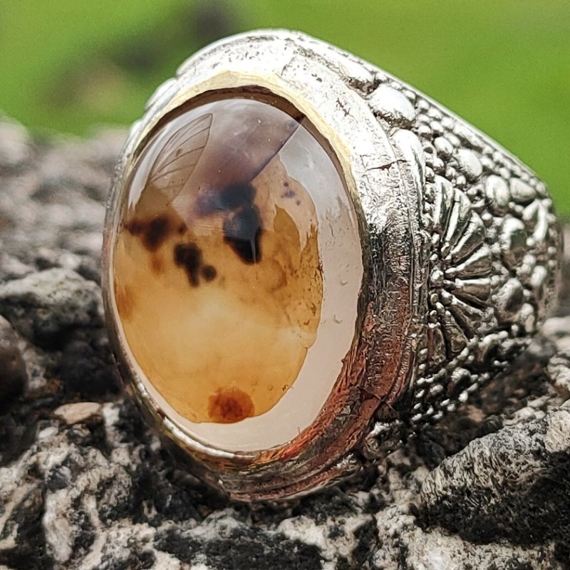 CINCIN BATU AKIK MOTIF GAMBAR NATURAL PICTURE AGATE CHALCEDONY KODE 02560