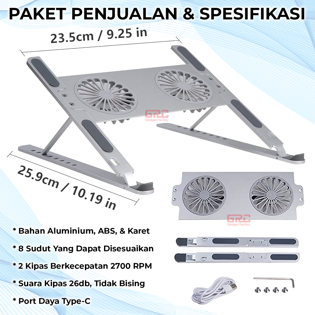 Laptop Stand Cooling Pad RGB Fan Cooler Pendingin Laptop Tatakan Meja