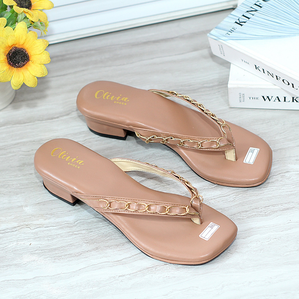 Sandal hak tahu wanita jepit 3 cm - CLAUDIA 01