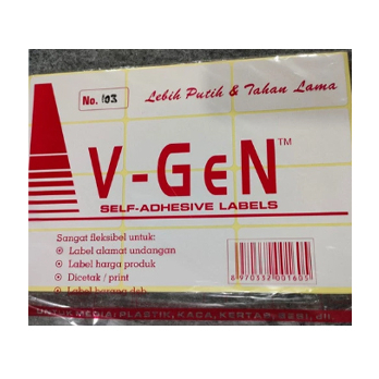 

Label Kertas V-Gen Ukuran 103 Stiker / Label Nama Undangan (1pack)