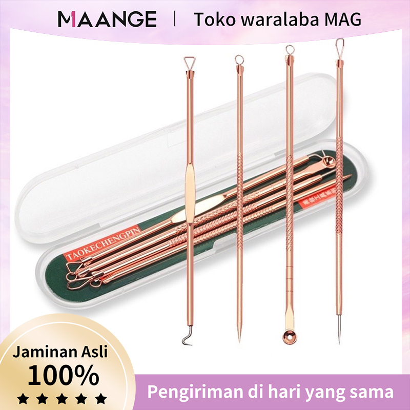 MAANGE 4Pcs/Set Pinset Komedo Stainlees Steel / Pinset Jerawat / Jepitan Komedo / Blackhead Tweezer 