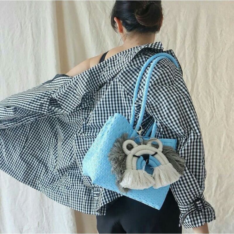Tas anyaman plastik tote bag premium pesanan