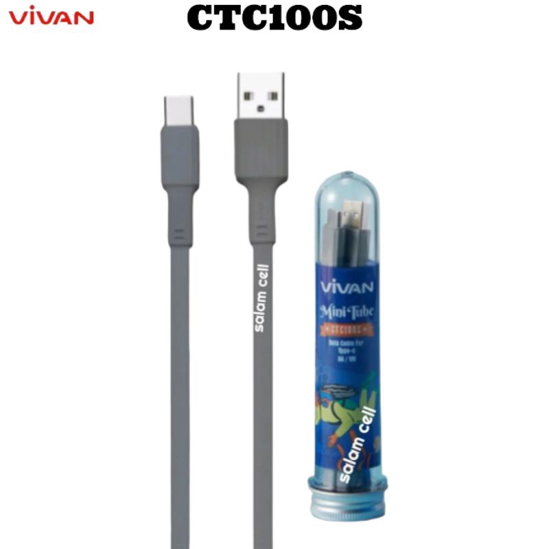 Kabel Data Type-C VIVAN CTC100S 3A 100cm Original Garansi Resmi