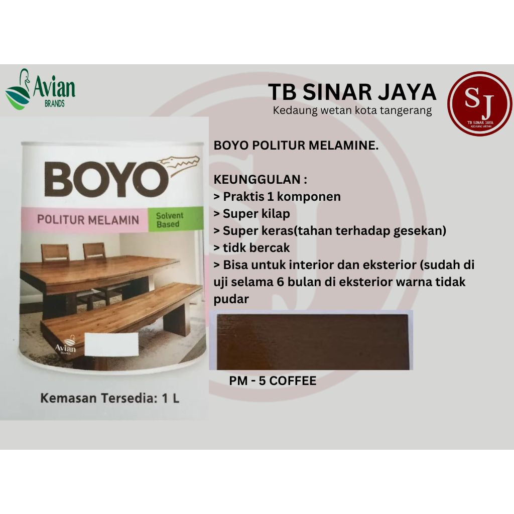 AVIAN BOYO MELAMIN CAT KAYU KEMASAN 1KG - PM - 5 COFFEE