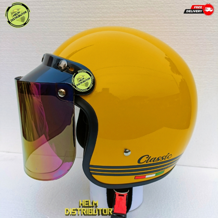 HELM BOGO CLASSIC KACA DATAR HITAM,KACA DATAR BENING,KACA CEMBUNG HITAM UNTUK DEWASA COD