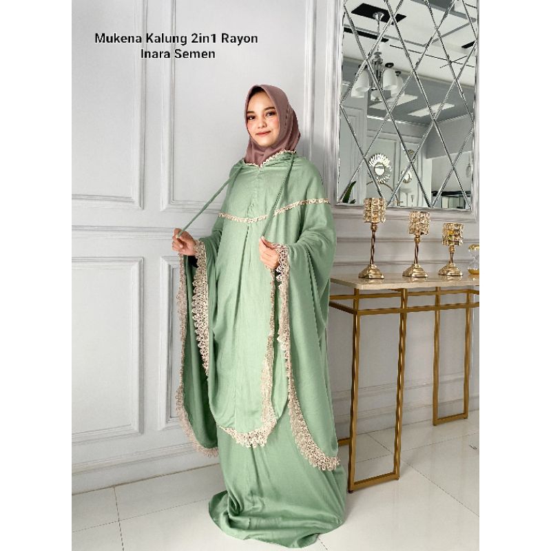 Mukena Rayon Jumbo Kalung 2in1 Polos Inara