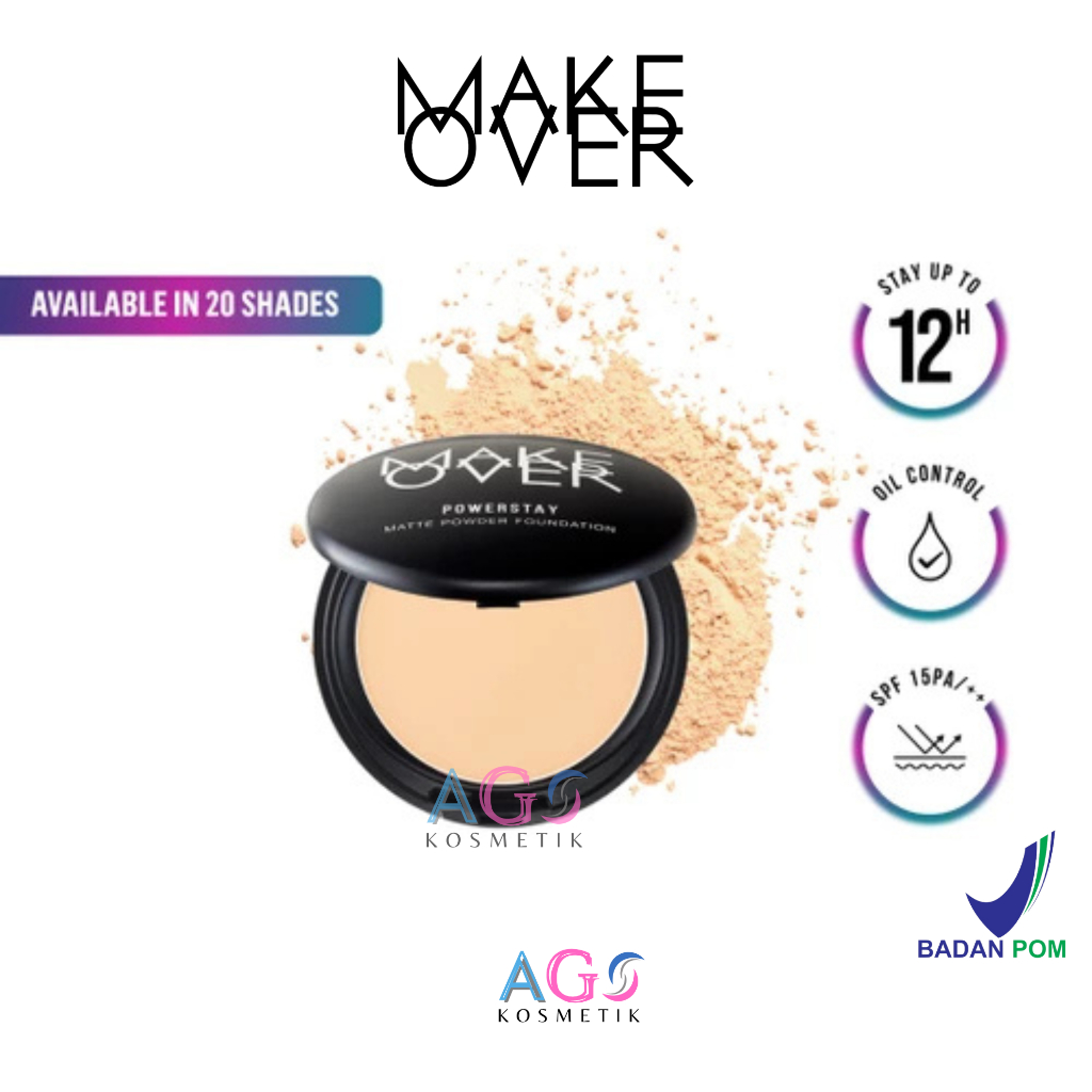 Make Over Powerstay Matte Powder Foundation 12 g - Bedak Padat N30 Natural Beige W22 Warm ivory C21 