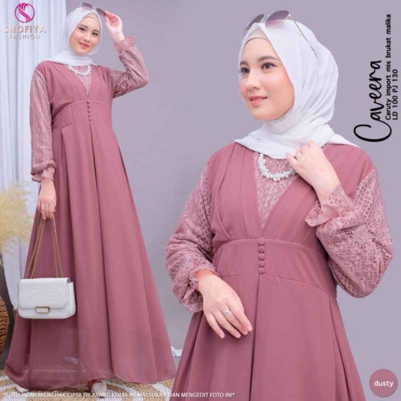 (NEW)GAMIS SET MIDI DRESS//DINDA/CAVEERA BY SHOFIYA