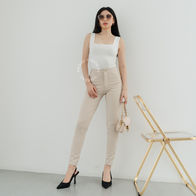 [HYERIES] COMFY ++ Hayul Highwaist Pants / Celana Panjang Wanita /  Ankle Pants / Celana Ankle / Long Pants / Celana Kerja Wanita / Slim Fit Pants / Celana Kasual Wanita / Celana Hitam / Celana Pensil Wanita / Celana Kerja / Celana Korea / Celana Kantor