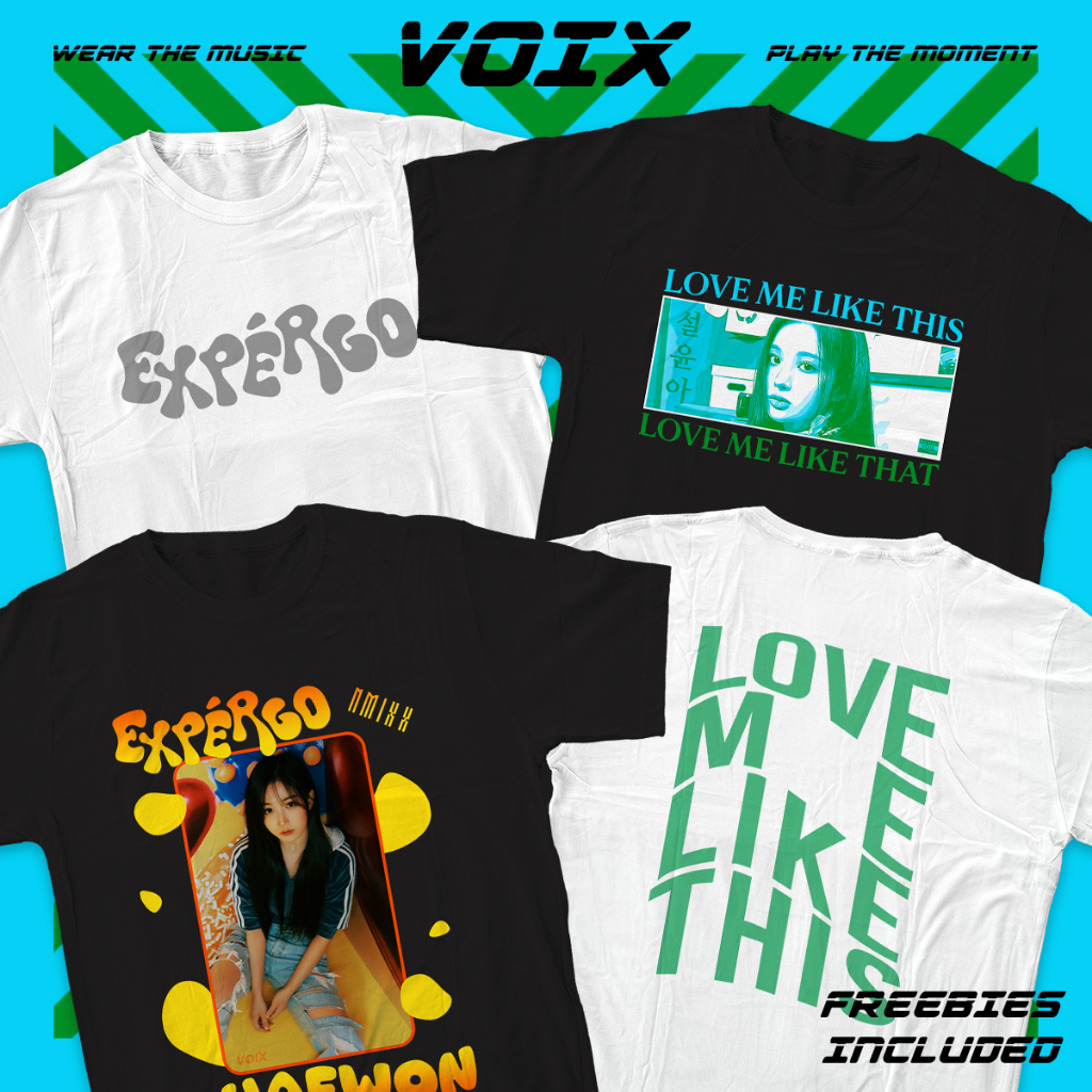 Kaos Kpop NMIXX "Expergo ; Love Me Like This" Tee - Haewon, Lily, Sullyoon, Bae, Jiwoo, Kyujin
