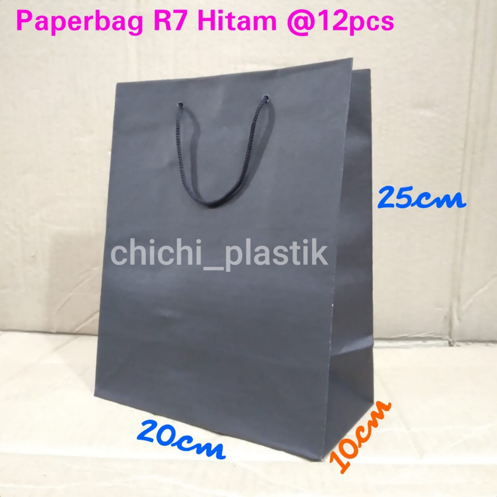 Isi 12pc Paperbag 20x25 polos lusinan / tas kertas polos hitam 20x25/ tas kertas batik / paperbag