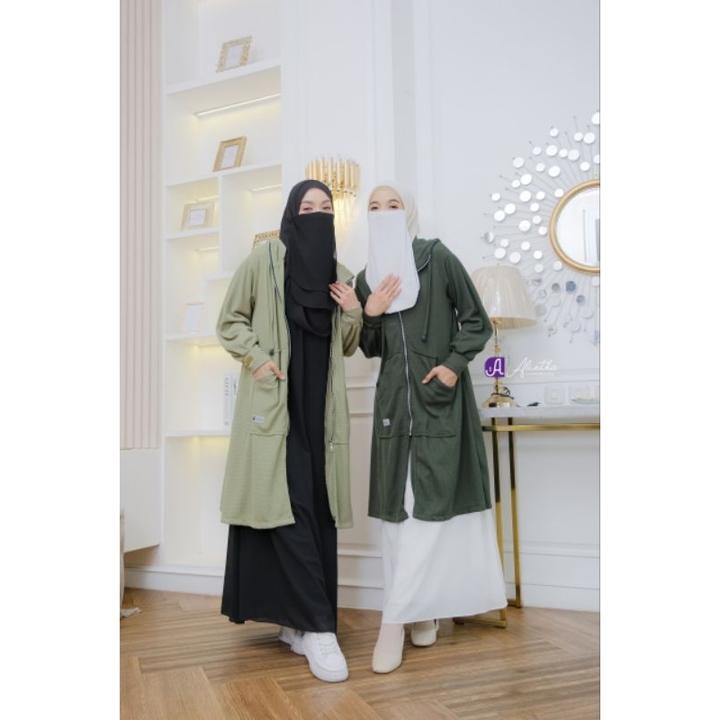 Fathiyah Outer Alietha | Long Outer Jacket Wanita Muslimah