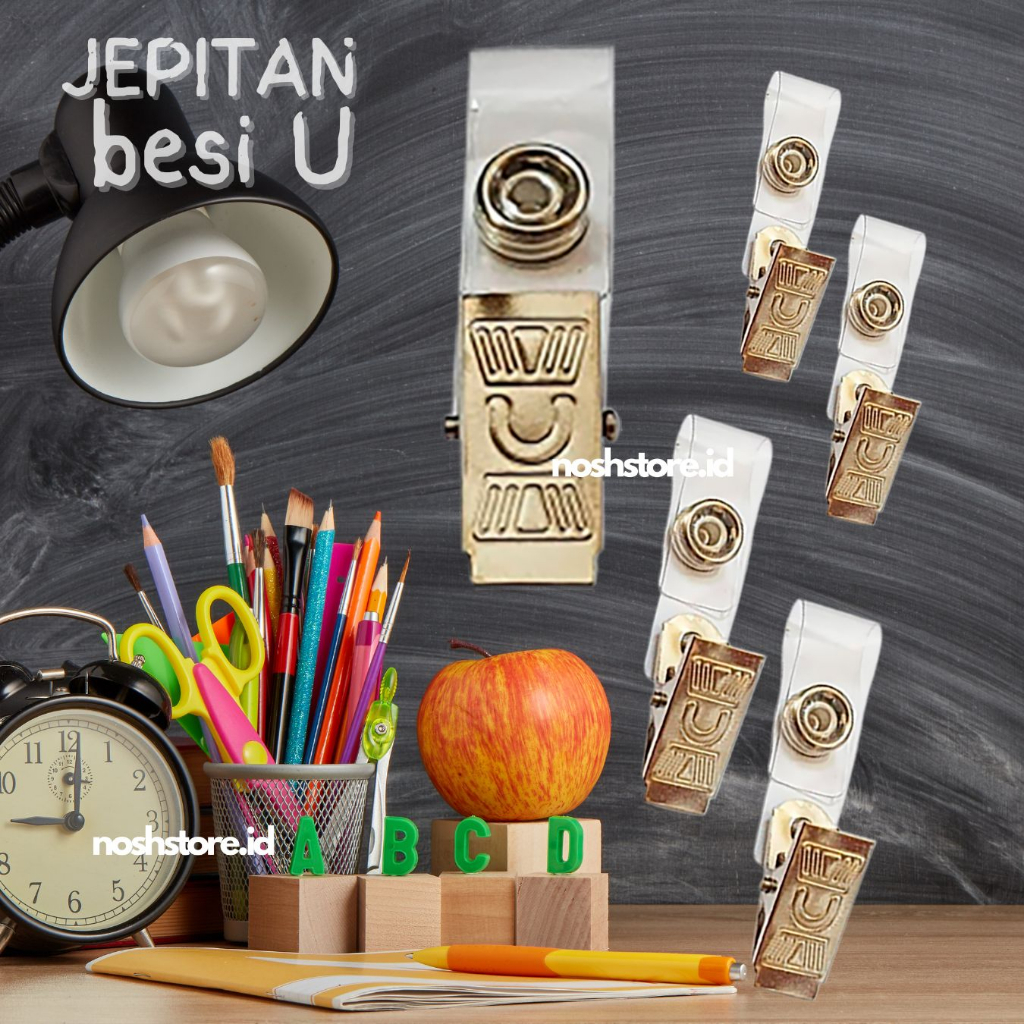 

IB Besi U - isi 100 pc Penjepit ID Card Metal Clip Embossed / jepitan id card/jepit Kartu Holder Name Tag/Capit buaya