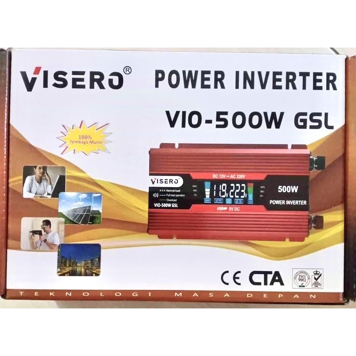 Power Inverter Inveter 500W 500 Watt Visero Layar Digital Solar DC To AC