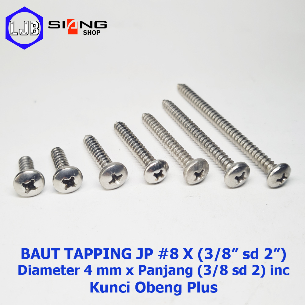 Baut Stainless Sekrup Tapping Screw JP #8