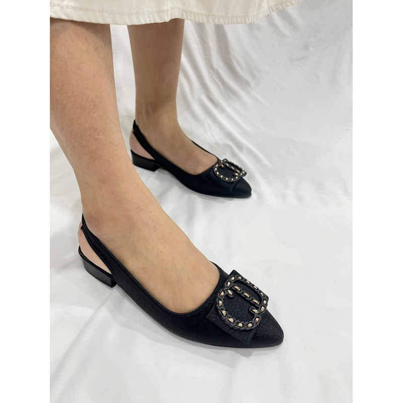 sepatu flat shoes terbaru wanita LOUSIDEAR B111 bahan satin tali belakang