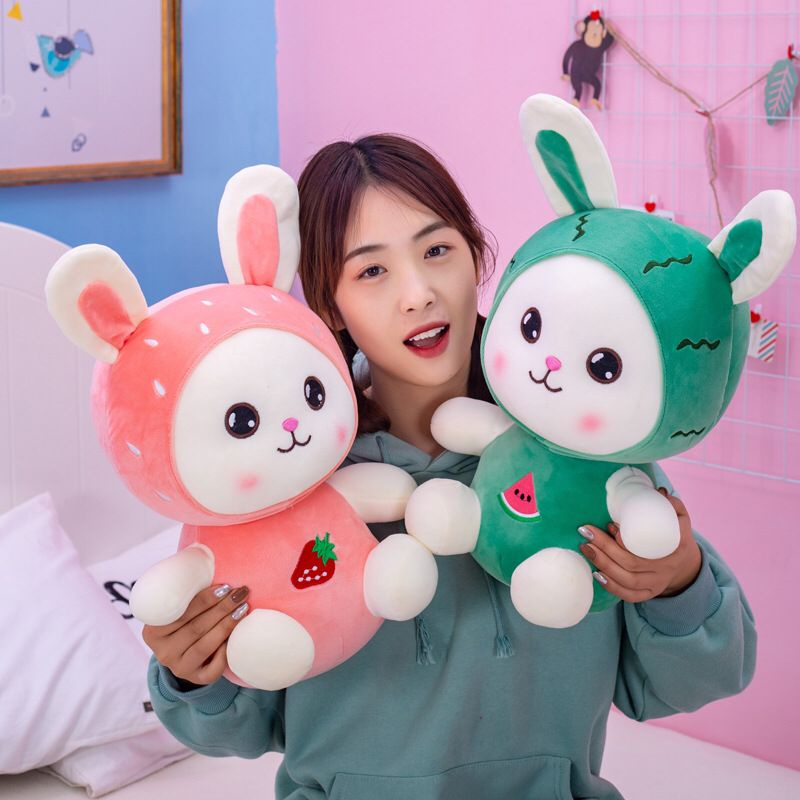 Boneka kelinci motif buah di dada Mainan anak boneka rabbit  fruit cute Bahan halus dan lembut harga terjangkau