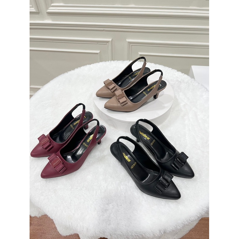 sepatu heel 3cm tali belakang wanita terbaru kekinian  bahan dove 3 cm LOUISDEAR P96