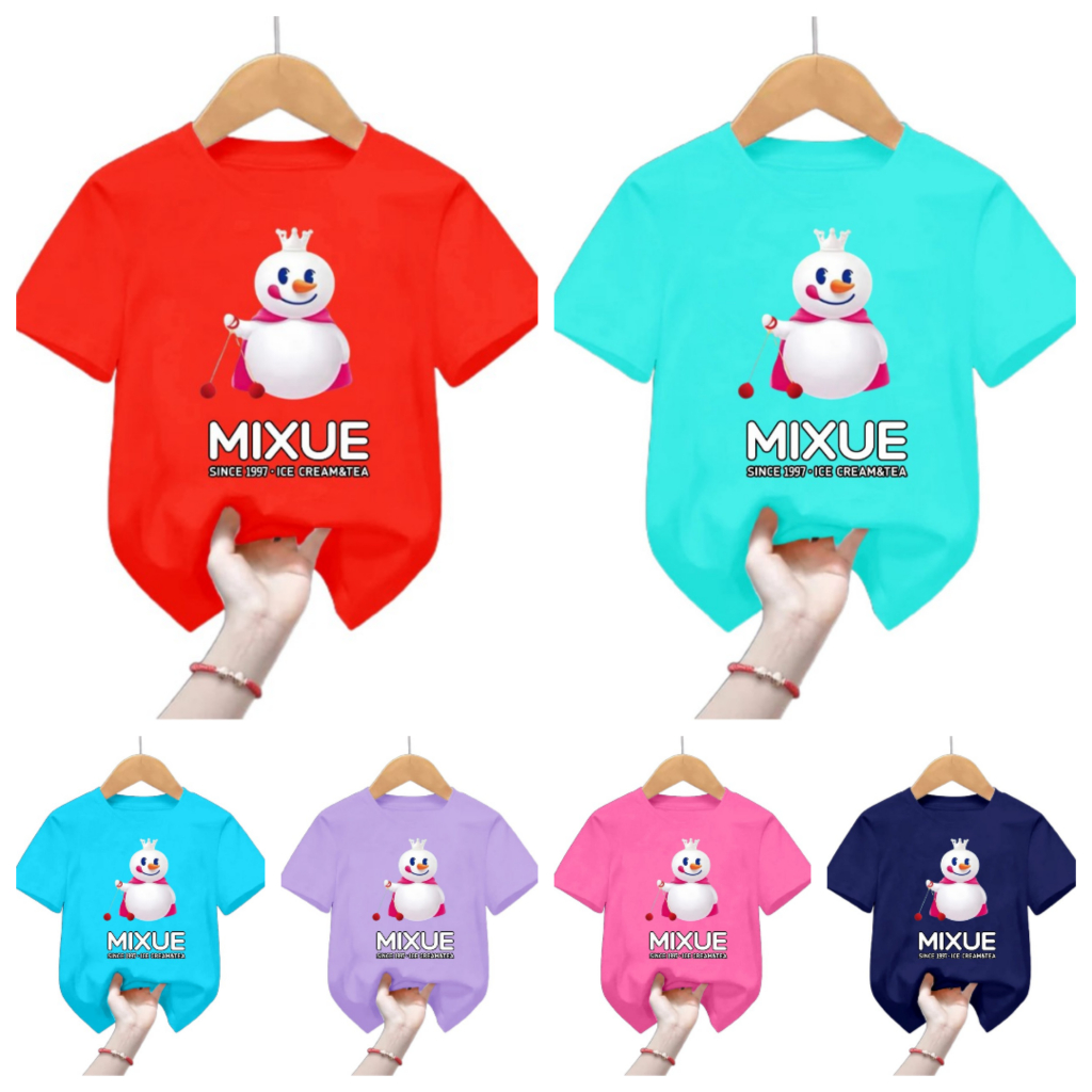 kaos mixue laki perempuan 3-12 tahun