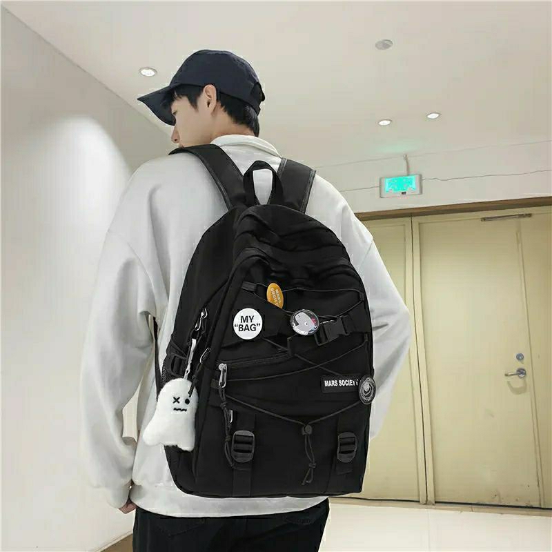 Tas Ransel Backpack Pria Wanita Fashion Bahan Kanvas Tas Sekolah Tas Punggung tas model A Tas Gendong Ransel Pria Wanita Kanvas Backpack Fashion Korea Anti Maling Cewek Remaja Kekinian