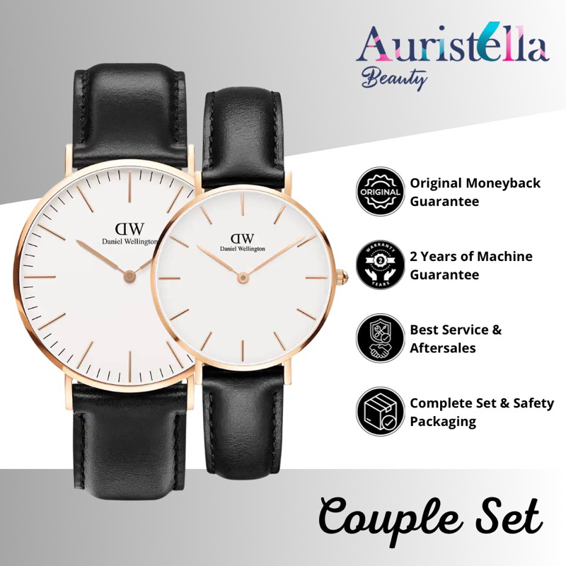 (ORIGINAL 100%) JAM TANGAN DANIEL WELLINGTON COUPLE SHEFFIELD WHITE ROSE GOLD DW ORIGINAL DW COUPLE